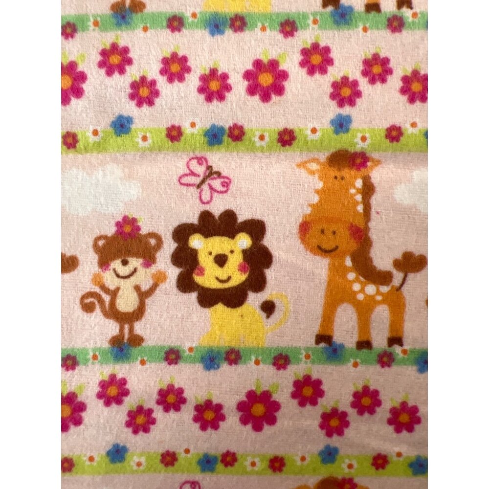 Fabric OOP Baby Jungle Safari Animal Stripe Flowers Cotton Flannel 26” L x 42” W